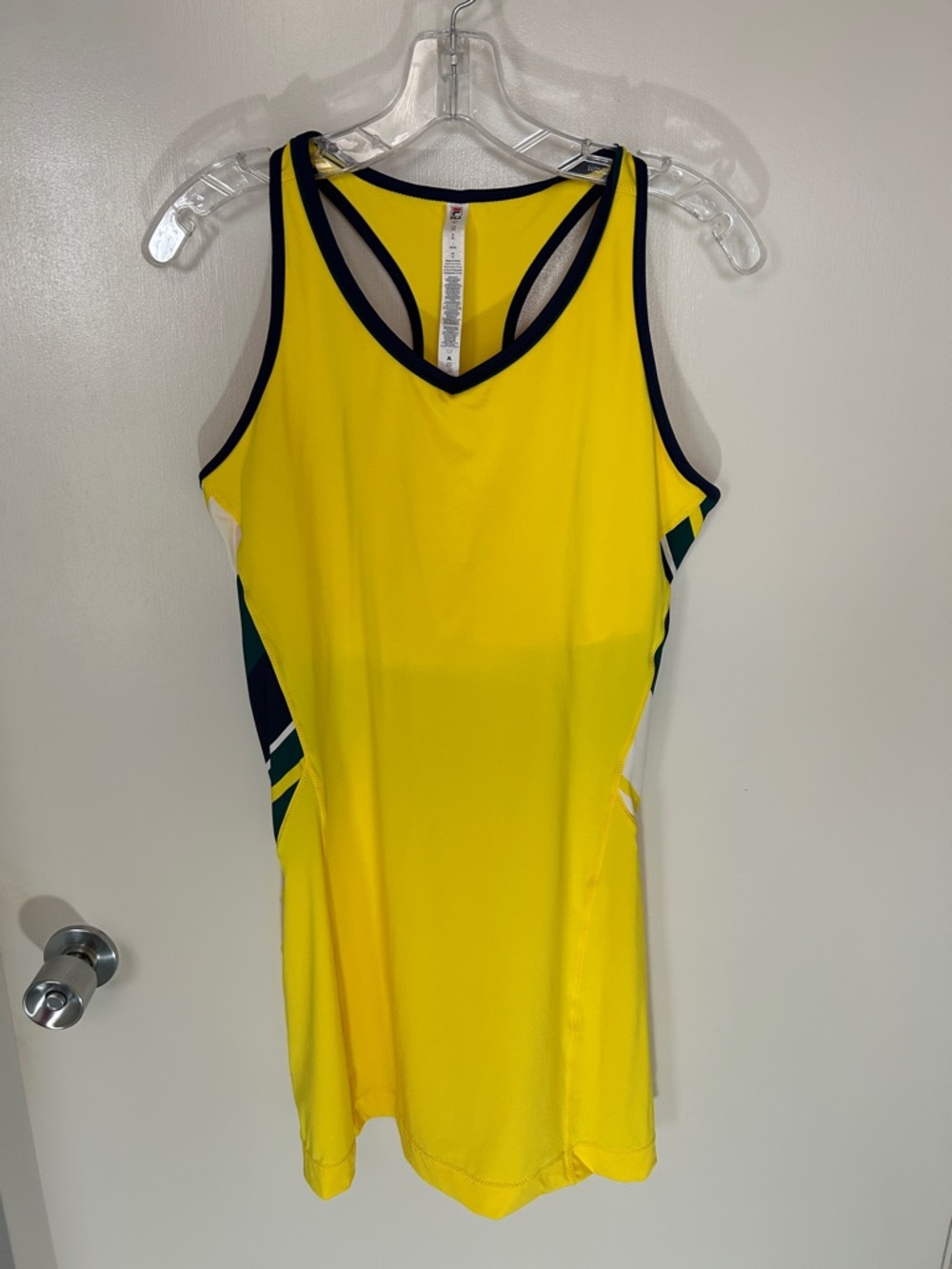 Fila Yellow Athletic Tank Dress with Navy Blue Trim and matching underpants, L